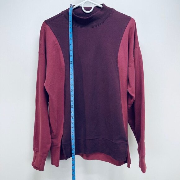 Athleta Sweater Size S Women’s Colorblock Midweight Pullover Cozy Burgundy New - Picture 8 of 13